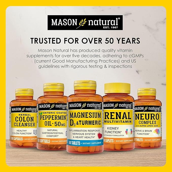 Mason Natural Vitamin B12 50 mcg with Calcium, 100,Day Supply, Dietary Supplement to Support Natural Energy Levels, 100 Tablets (Pack of 1)