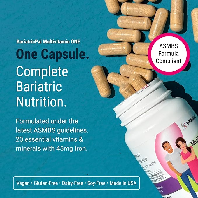 BariatricPal Multivitamin ONE 1 per Day! Bariatric Multivitamin Capsule with 45 mg of Iron | Easy to Swallow Capsule | Vitamin for Bariatric Surgery Patients | 90 Count (3 Month Supply)