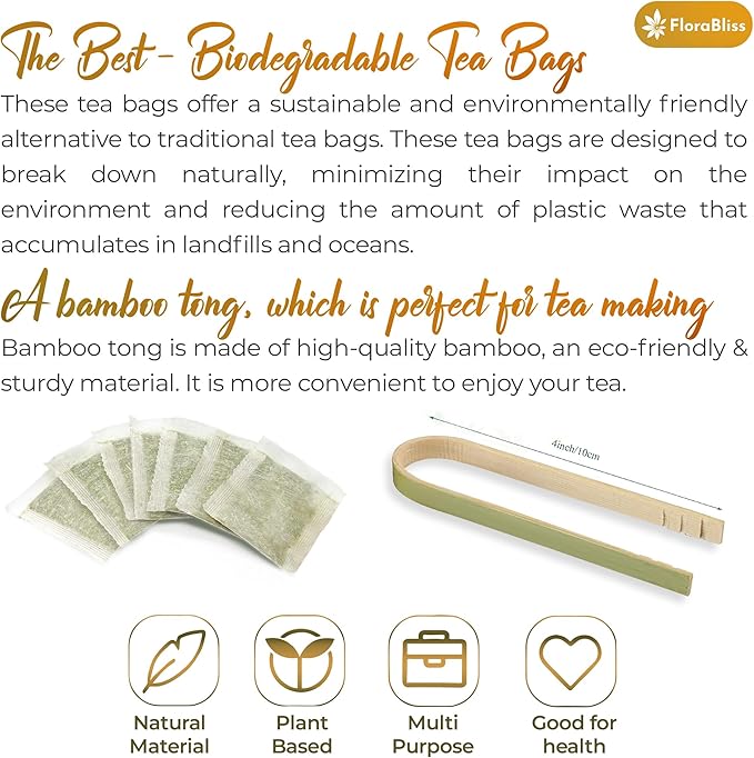 FloraBliss 50 Bags Premium Turmeric, Ginger, and Cinnamon Tea with Chamomile, Extra Strength 2.2g/Bag, 100% Natural, Caffeine-Free, Vegan, Eco-Friendly, Supports Digestion, Relaxation