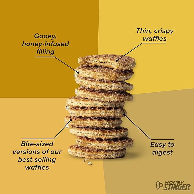 Honey Stinger Organic Mini Honey Waffles, Energy Stroopwafel for Exercise, Endurance and Performance, Sports Nutrition for Home & Gym, Pre and Post Workout, 5 Bags, 26.5 Ounces