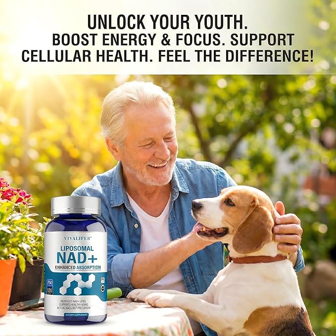 Liposomal NAD+ Supplement 750mg - 120 Capsules NMN Alternative Superior Absorption & Bioavailability -True Nicotinamide Adenine Dinucleotide for Cellular Energy, DNA Repair Support & Healthy Aging
