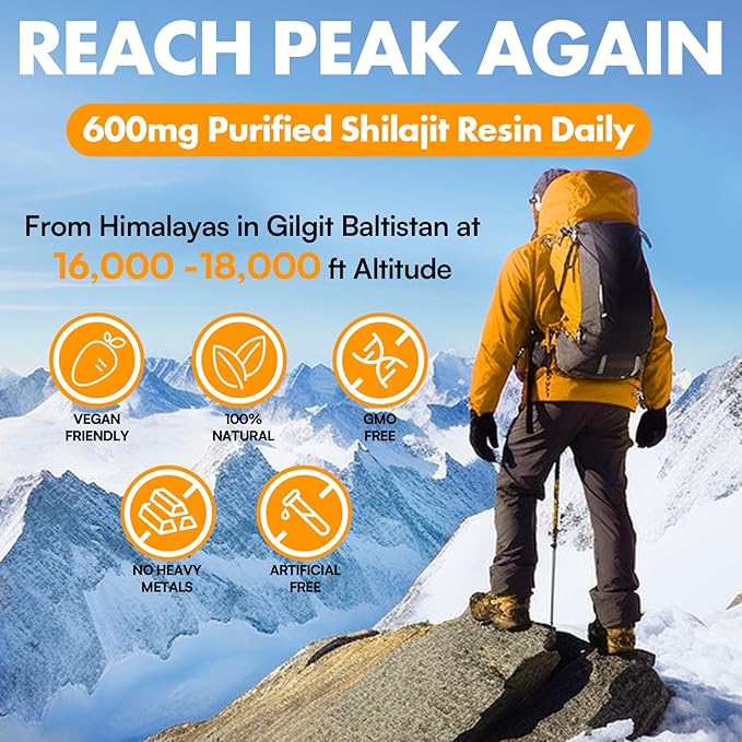 Shilajit Resin, Shilajit for Men & Women, Shilajit Pure Himalayan Organic - 600mg Potency Gold Grade, with 85+ Trace Minerals, Fulvic & Humic Acid, for Stamina, Immunity & Strength, 50 Servings (30g)