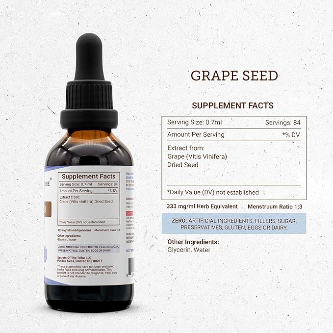 Secrets of the Tribe Grape Seed and Black Walnut Liquid Extract (2 pcs.) | Alcohol-Free Tinctures | Grape (Vitis vinifera) Dried Seed and Black Walnut (Juglans nigra) Dried Hull (2x2 fl oz)