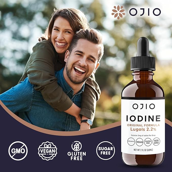 Lugols Iodine Solution 2% - 1 Year Supply - High Potency Liquid Oral Iodine Drops with Superior Absorption – Improves Overall Health & Energy for Women, Men, Kids - 2 fl Oz (Pack of 1)
