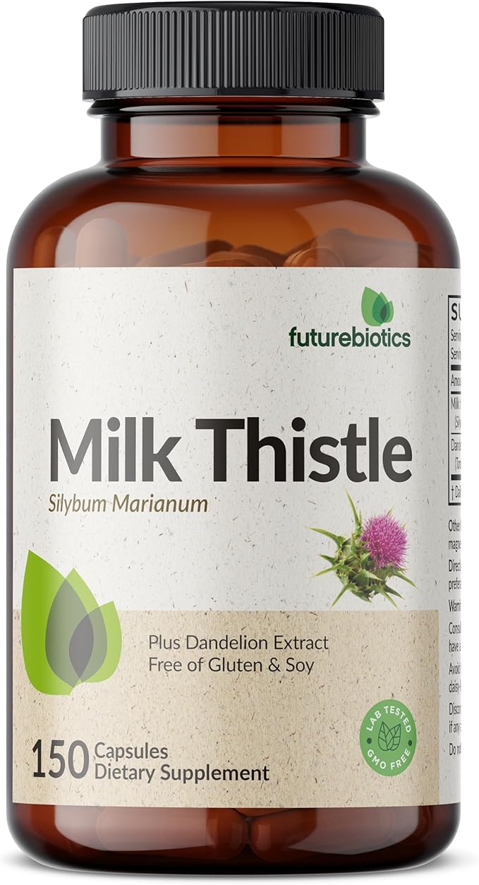 Futurebiotics Milk Thistle Silymarin Marianum & Dandelion Extract Liver Health Support, Antioxidant Support, Detox, 150 Capsules