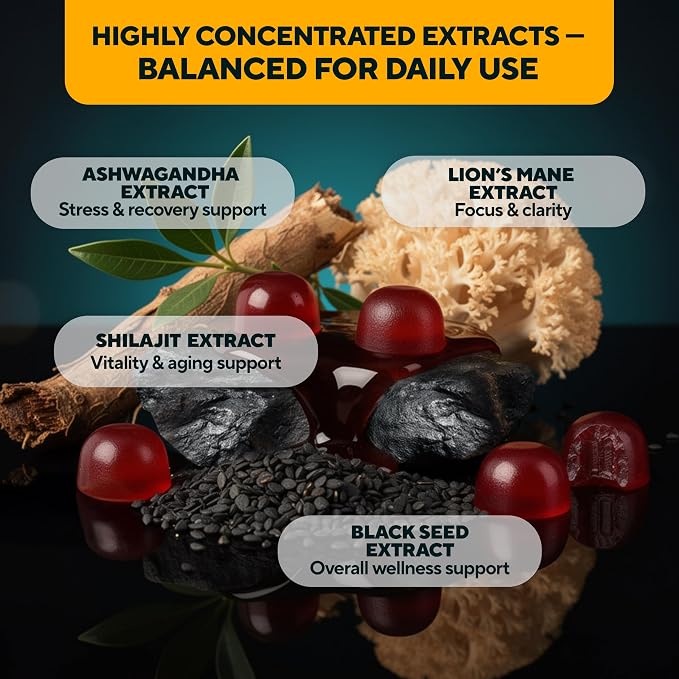 VitaUp Himalayan Shilajit Gummies for Men & Women – Sugar-Free Shilajit Gummies with Fulvic Acid – Pure Energy, Immune & Healthy Aging Support – 60 Gummies