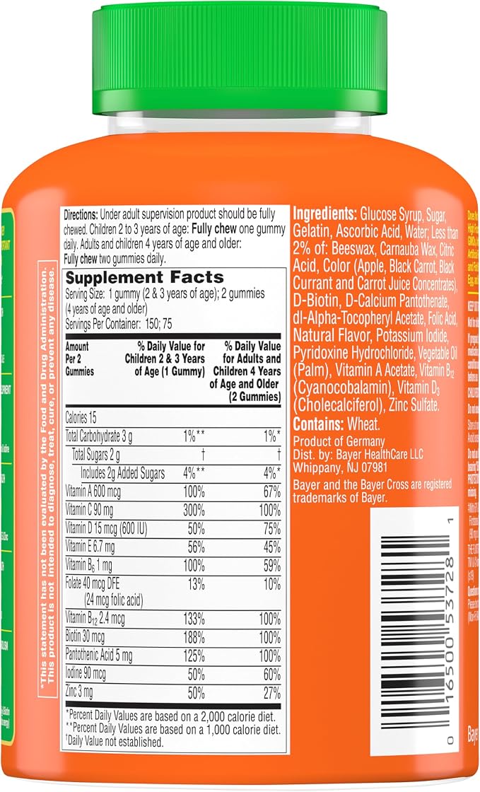 Flintstones Gummies Kids Vitamins with Immunity Support*, Kids and Toddler Multivitamin with Vitamin C, Vitamin D, B12, Zinc & More, Orange 150ct, (Pack of 2)