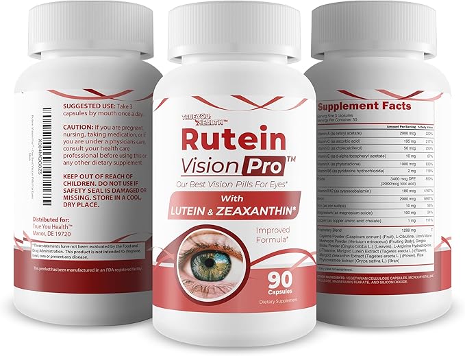 Rutein Vision Pro - Our Best Vision Pills For Eyes - Vitamin A Vision Capsules - Vision Improvement Pills - Rutein Supplement For Eyes - Rutein Eyebright Eye Red Root Hack For Retina Clear Ocular Clog