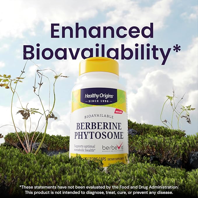 Healthy Origins Berberine Phytosome 550 mg, 120 Veggie Capsules - Bioavailable Berberis Aristata Extract - Supports Metabolic Health, Body Composition, Advanced Phytosome Technology - 4 Month Supply
