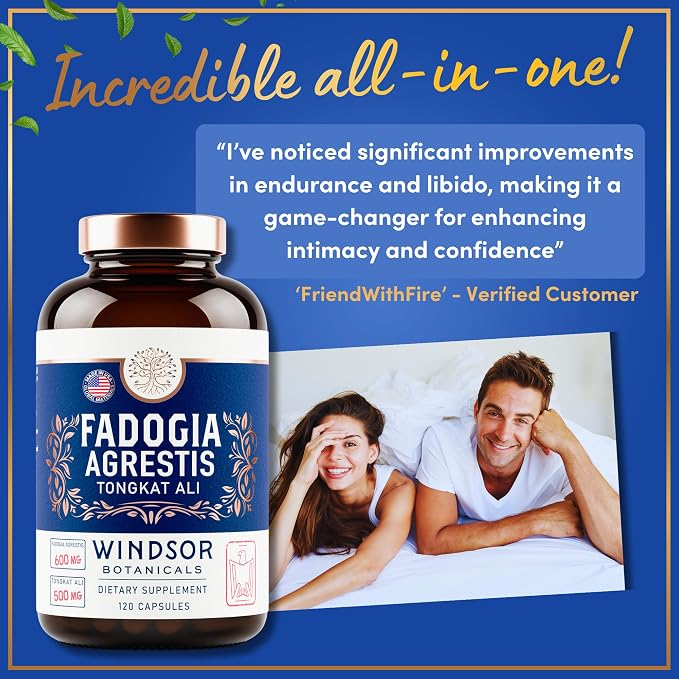 Fadogia Agrestis and Tongkat Ali Supplement - Fadogia Agrestis 600mg, 500mg Longjack Tongkat Ali for Men, Maca Root, Fenugreek, Ashwagandha, Saw Palmetto to Support Energy, Stamina, Vitality - 120Caps