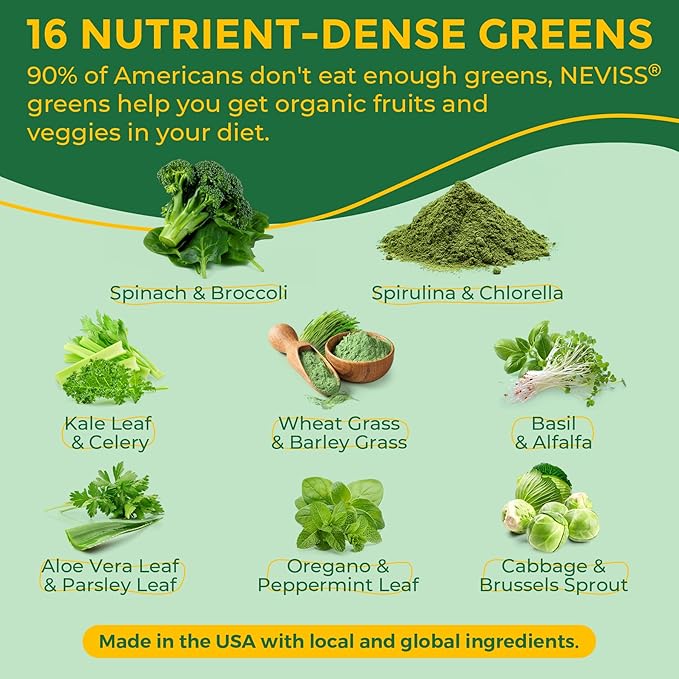 NEVISS Super Greens Gummies 60 Count + Lutein Gummies 60 Count