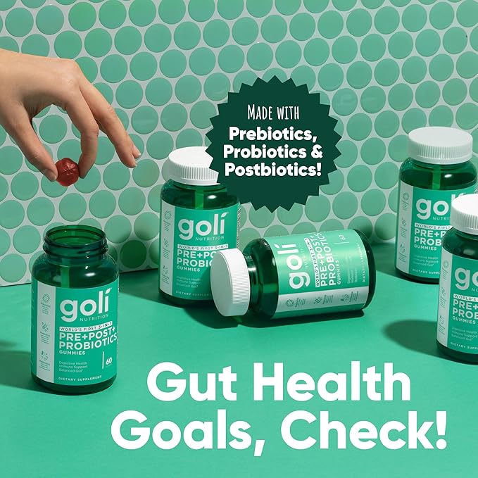 Goli Nutritional Supplement, Pre+Post+Probiotics Gummy - 300 Count - World's First 3-in-1 Gluten-Free, Vegan, Non-GMO, and Gelatin-Free.