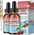 (2 Pack) Magnesium Glycinate Liquid for Kids, Kids Magnesium Liquid Drops Supplement with L-Theanine, Calcium, Zinc, Vitamin D3 K2 for Sleep Calm Relaxation Brain Bones Focus, Cherry Flavor 4 Fl Oz
