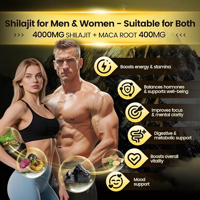 Shilajit for Men & Women Gummies | 4000mg High Potency 10-in-1 Formula with Pure Himalayan Shilajit, Ashwagandha, and 75% Fulvic Acid | Sugar-Free Vegan, 85+ Trace Minerals