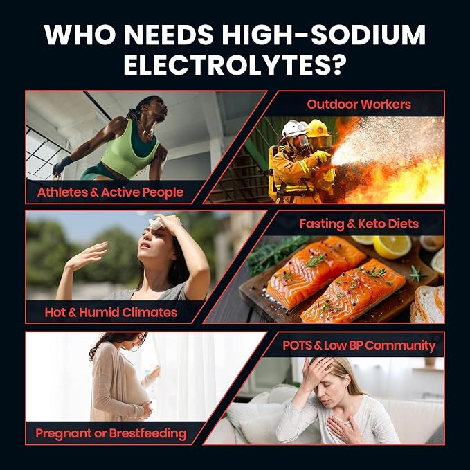 Venture Pal High Sodium Sugar-Free Electrolyte Powder Packets - Hydration Packets with Sodium, Potassium & Magnesium | Zero Calories | Keto, Vegan, and Paleo Friendly | 30 Sticks