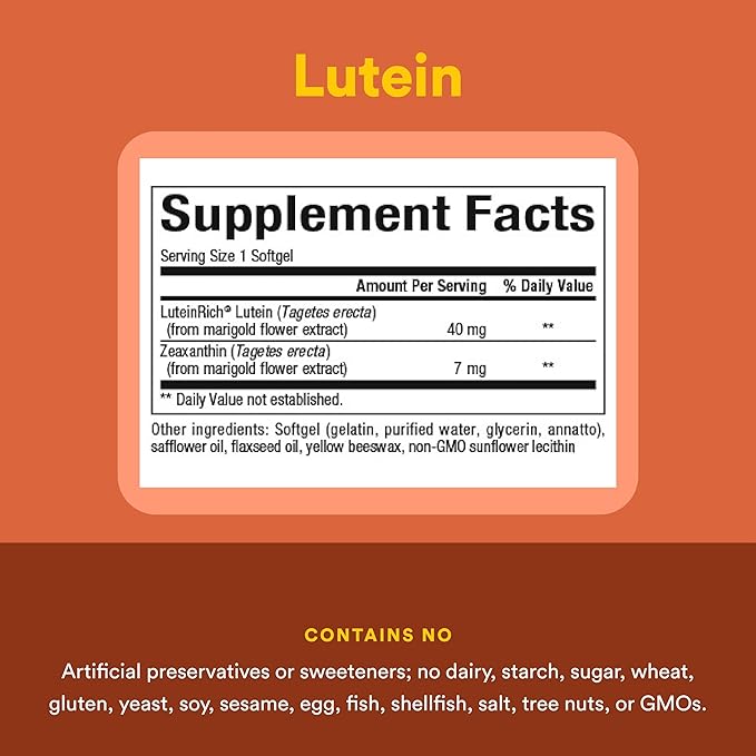 Natural Factors, Lutein 40 mg, Antioxidant Support for Healthy Eyes and Skin with Zeaxanthin, 60 Softgels