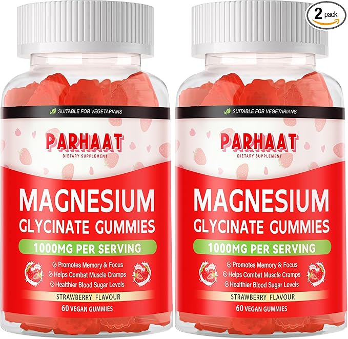 Magnesium Glycinate Gummies - Sugar Free Magnesium Potassium Supplement with Vitamin D, B6, CoQ10 for Calm Mood & Sleep Support - 120 Strawberry Chews