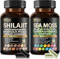 Irish Sea Moss & Shilajit Bundle for Natural Energy, Sleep Support & Hair Growth, Made with Black Seed Oil, Ashwagandha, Ginger, Rhodiola Rosea, Vitamins C & D, for Man & Women, All-in-1 Supplement