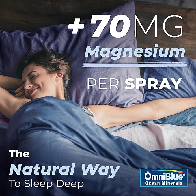 OmniBlue Magnesium & Ocean Mineral Spray- Topical, Ionic & Bioavailable Trace Minerals - Relief for Soreness, Cramps, Joints and Sleep - Spray Absorbs Fast, No Sting - USA Made (6oz)