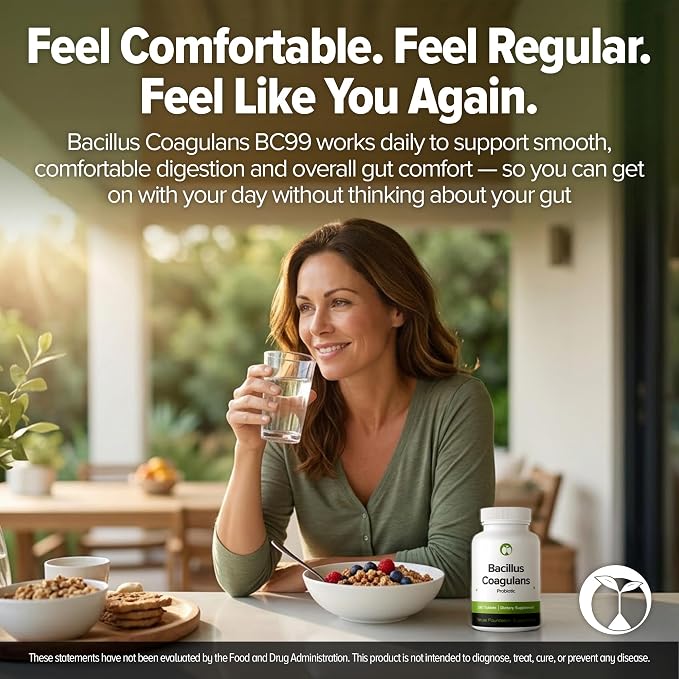 Bacillus Coagulans Probiotic 240 Tablets (4 Month Supply) - 3 Billion CFU Researched Strain BC99 - Supports Digestive Health & Gut Comfort – GMP Certified (240, Bacillus Coagulans)