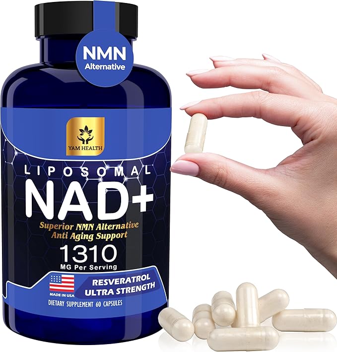 Liposomal NAD Nicotinamide Riboside Equivalent with Trans-Resveratrol 300mg, Premium Halal NAD Supplement for Energy Metabolism, DNA Repair and Longevity, Vegan, Non-GMO (60 Count)