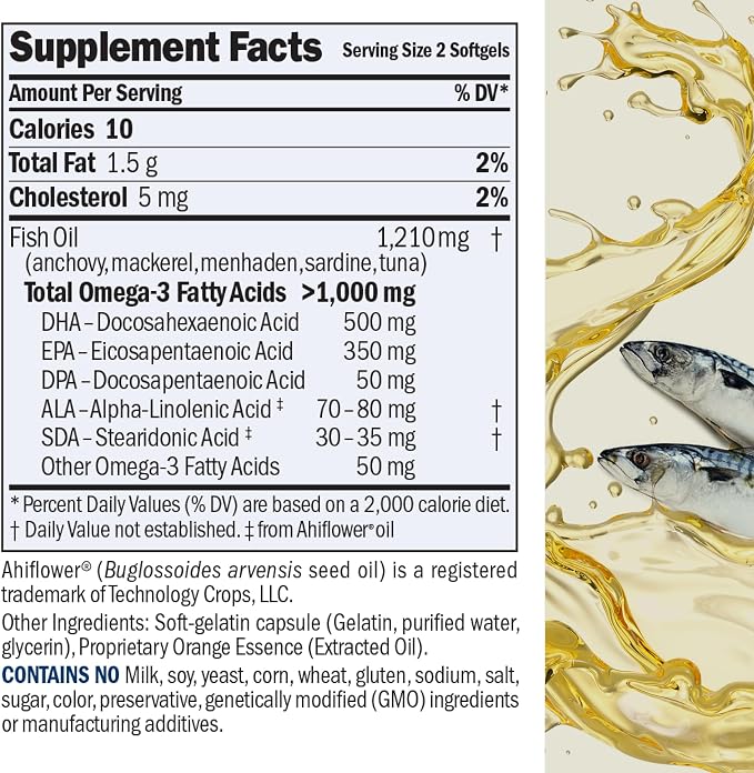 ANDREW LESSMAN Maximum Essential Omega-3 Orange - 60 Softgels - Ultra-Pure, High Potency Omega-3 Oils. High DHA, No Stomach Upset, No Contaminants, No Mercury. Small Easy to Swallow Softgels