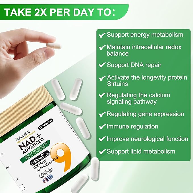 NAD Supplements,Liposomal NAD+ with Resveratrol,1400mg Per Serving,120 Capsules,Supplements for Anti-Aging,Skin Repair,Fatigue Relief,Immunity Enhancement and Antioxidant