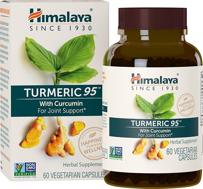 Himalaya Turmeric 95 Supplement with Curcumin/Curcuminoids, Joint and Muscle Support, Optimum Flexibility and Mobility, 600 mg, Non-GMO, Vegan, Gluten Free, 60 Capsules, 2 Pack, 60 Day Supply