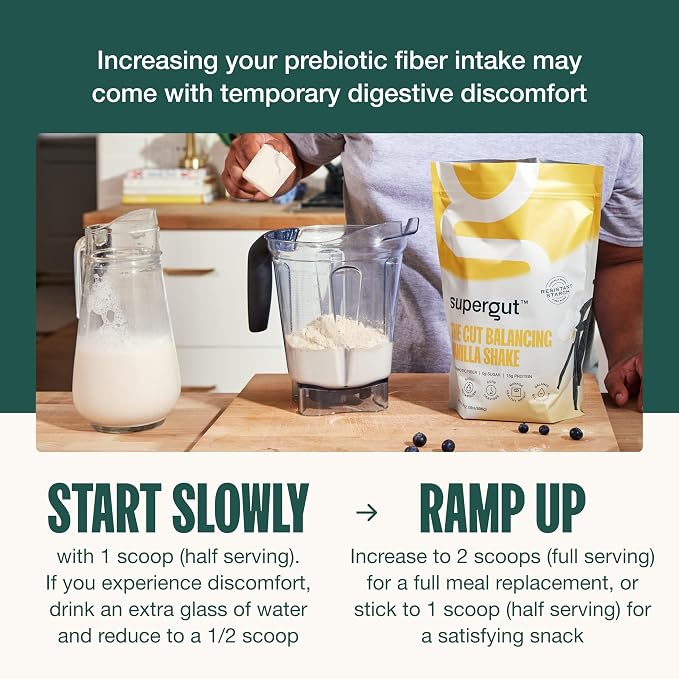 Supergut Prebiotic Shakes | Meal Replacement | Boost GLP-1 | High Protein and Fiber | No Added Sugar | Keto Food, Meal, Snack (Vanilla, 14 servings)
