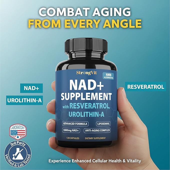 NAD Resveratrol Supplement for Women & Men. Support Cellular Health, Energy + Healthy Aging. High Potency Blend, Plus Third-Party Lab Tested in USA (120 Capsules)