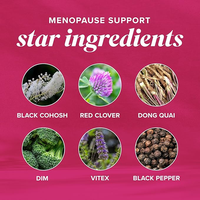 Menopause Vitamins Beadlets with Black Cohosh, Red Clover & More | Hot Flashes, Night Sweats & Mood Support | Menopause Supplements for Women with Dong Quai, Chaste Tree Berry & DIM | Non-GMO 30ct