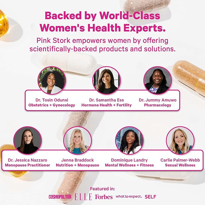 Pink Stork Total Prenatal Vitamins for Women | DHA, Folate, Iron, Choline, & Vitamin B12 | Preconception Nutrition | Prenatals for Women, Pregnancy Essentials | Doctor Formulated, 60 Count, Mint