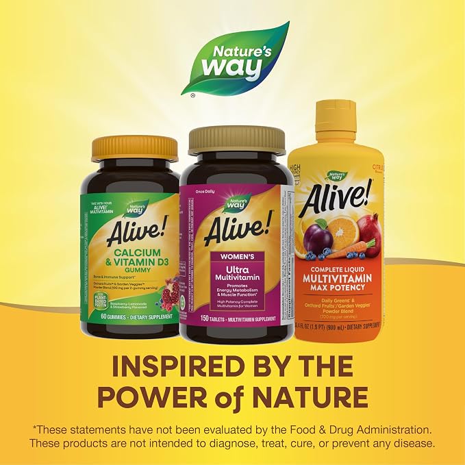 Nature's Way Alive! Women's Daily Ultra Multivitamin,High Potency Formula,Promotes Energy Metabolism and Muscle Function*,Women's Vitamins,Methylated Vitamin B12,150 Tablets,(Pack of 2)