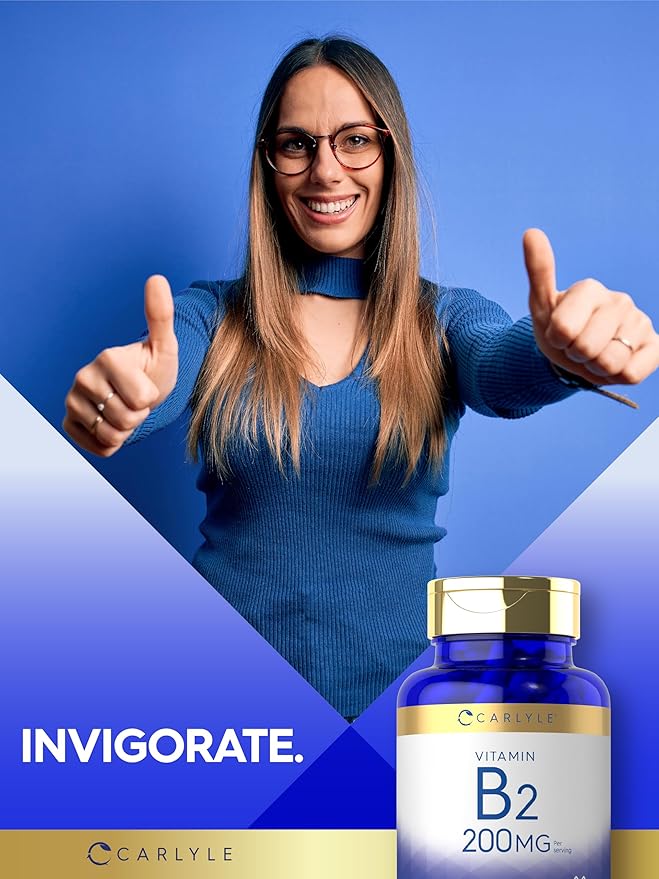 Carlyle Vitamin B2 200mg | 150 Count | Riboflavin | Non-GMO & Gluten Free Essential Supplement