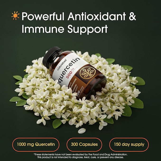 NatureBell Quercetin 500mg - 240 Capsules - Ultra Strength Supplement for Healthy Immune Support* - Quercetin Dihydrate from Sophora Japonica - Bioavailable Form