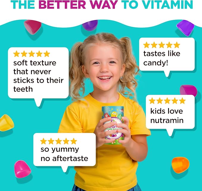 Nutracelle NUTRAMIN Sugar-Free, Allergen-Free 100% Vegan Gummy Multivitamins for Kids - Great Tasting Natural Gummies Your Kids Will Love - 60 Count Bottle