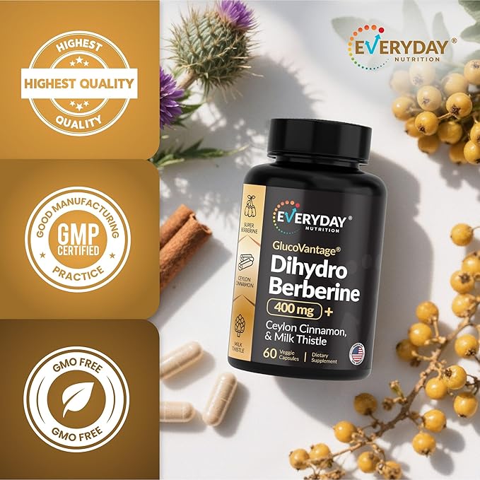 Dihydroberberine with Ceylon Cinnamon & Milk Thistle – 5X More Bioavailable Berberine for Blood Sugar, Metabolism, Digestive & Immune Support – 60 Vegan Capsules