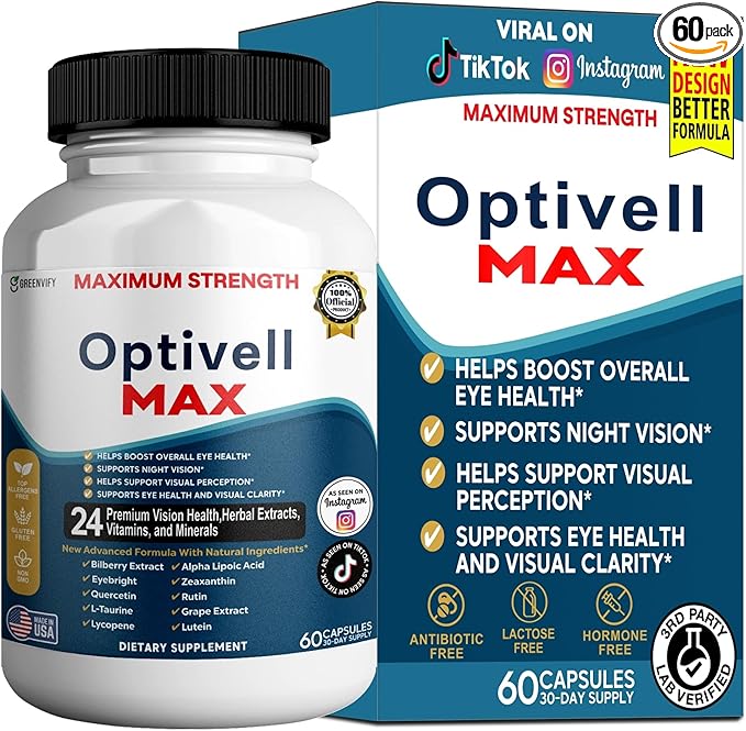 Optivell MAX Eye Health Supplement, 24 Premium Vision Vitamins & Minerals, 60 Capsules, 30 Day Supply (1)