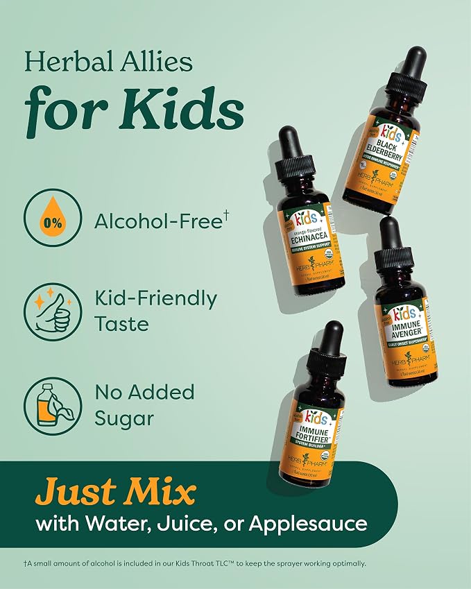Herb Pharm Kids Immune Fortifier: Alcohol-Free Organic Immunity Supplement with Elderberry & Echinacea, Liquid Herbal Formula, 1 oz