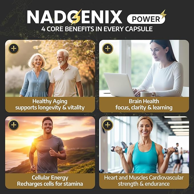 NADGENIX™ NAD+ Supplement – NMNH 500mg, Nicotinamide Riboside, TMG, Resveratrol & CoQ10 – Cellular Energy & Healthy Aging – 60 Capsules – High Absorption Liposomal Delivery