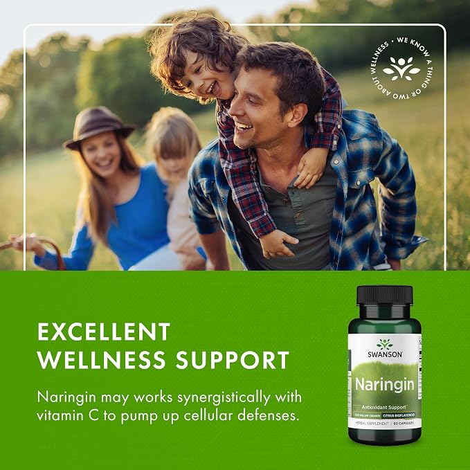 Swanson Naringin Citrus Bioflavonoid Antioxidant Supplement for Adults Seeking Enhanced Vitamin C Benefits - 500 mg (60 Capsules, 4 Pack)