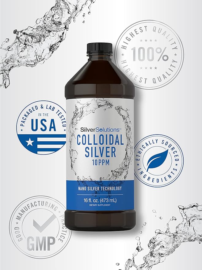 Carlyle Colloidal Silver Liquid | 10 PPM | 16 fl. Oz (473 mL) | with Nano Silver Technology Solutions | Vegetarian, Non-GMO, Gluten Free Supplement