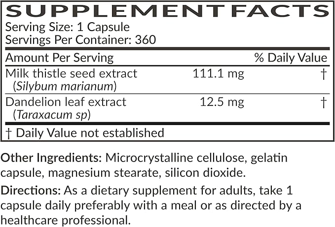 Futurebiotics Milk Thistle Silymarin Marianum & Dandelion Extract Liver Health Support, Antioxidant Support, Detox, 360 Capsules