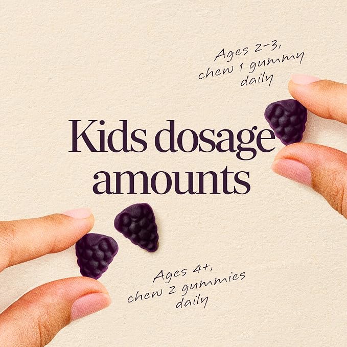 Nature's Way Sambucus Kids Elderberry Immune Gummies with Black Elderberry Extract, Daily Immune Support Gummy with Vitamin C and Zinc for Children Ages 2+*, 60 Gummies