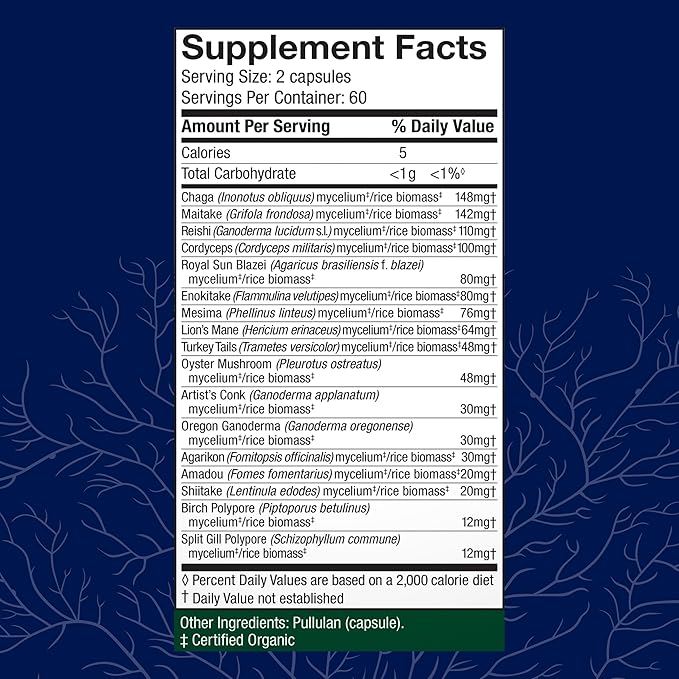 Host Defense MyCommunity Capsules - 17 Species Blend Mushroom Supplement for Immune Support - Herbal Aid with Lion's Mane, Reishi. Chaga, Cordyceps, Turkey Tail & More - 120 Capsules