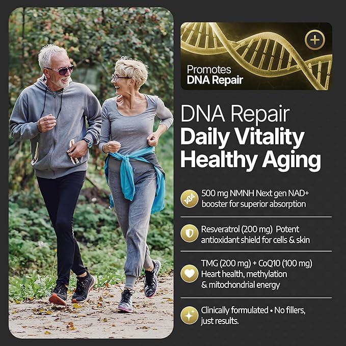 NADGENIX™ NAD+ Supplement – NMNH 500mg, Nicotinamide Riboside, TMG, Resveratrol & CoQ10 – Cellular Energy & Healthy Aging – 60 Capsules – High Absorption Liposomal Delivery