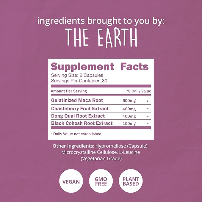 Happy Healthy Hippie Hormone Balance for Women — PMS Support & PMDD, Mood, Cycle Regularity — Chasteberry Supplements with Maca, Dong Quai, Black Cohosh — Vegan, Non-GMO, 60 Capsules