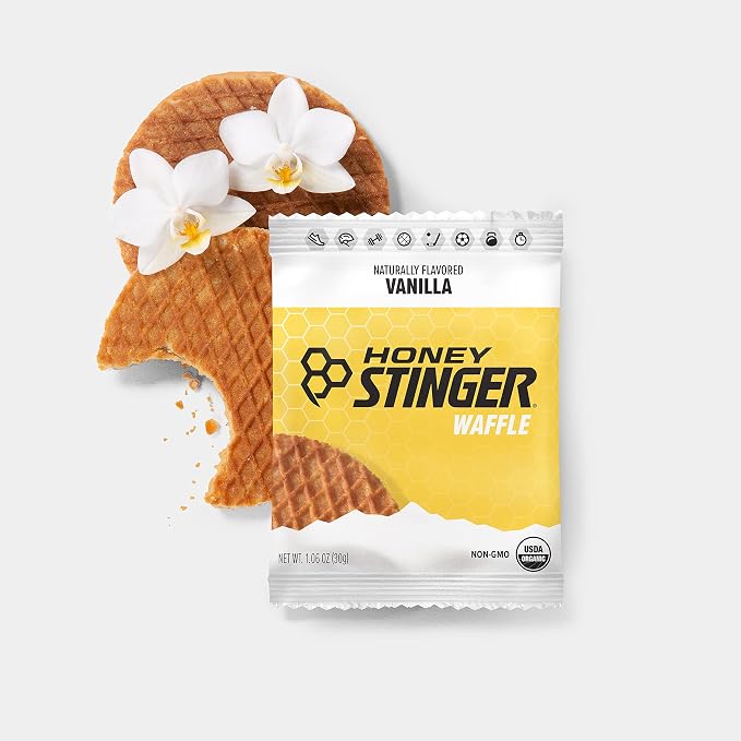 Honey Stinger Organic Vanilla Waffle,Energy Stroopwafel for Exercise,Endurance and Performance,Sports Nutrition for Home & Gym,Pre and Post Workout,Box of 16 Waffles,16.96 Ounce,(Pack of 2)