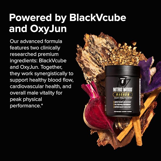 InnoSupps Nitro Wood Magnum – Nitric Oxide Booster for Men – Supports Blood Flow, Circulation & Male Performance – Stamina, Endurance & Size Support – 60 Veg Capsules