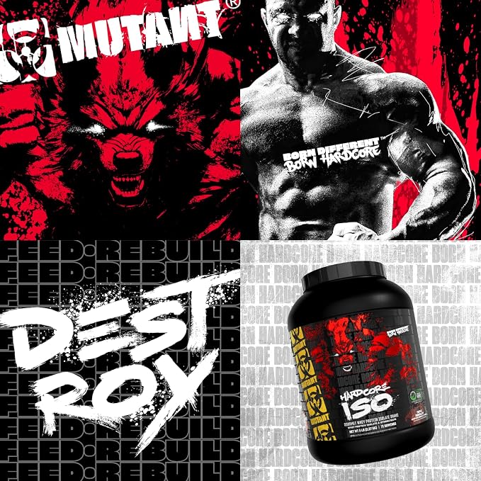 Mutant Hardcore ISO Whey Protein Isolate Powder Acts Fast to Help Recover, Build Muscle, Bulk and Strength, 5 lb - Vanilla Ice Cream